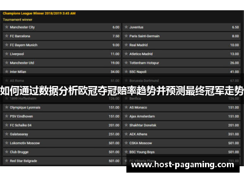 如何通过数据分析欧冠夺冠赔率趋势并预测最终冠军走势