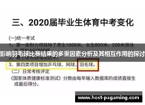 影响羽毛球比赛结果的多重因素分析及其相互作用的探讨 影响羽毛球比赛结果的多重因素分析及其相互作用的探讨