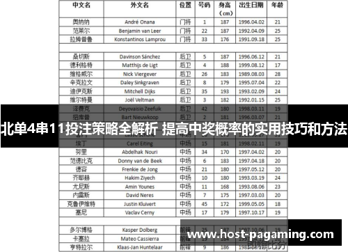 北单4串11投注策略全解析 提高中奖概率的实用技巧和方法